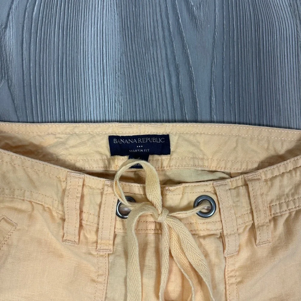 Y2K Banana Republic Light Orange Linen Cargo Style Pants 